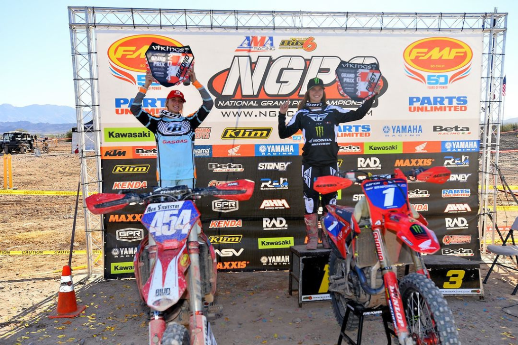 Mikayla Nielsen and competitors at Lake Havasu AMA National Grand Prix podium